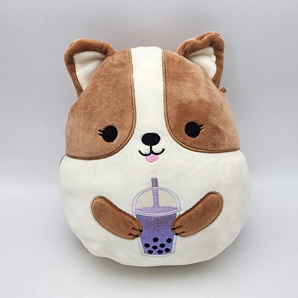 Squishmallow Regina Corgi Boba Tea Plush Stuffed Toy 8" Kawaii Twee Foodie